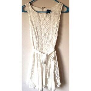 Beauty and the Beast Disney White Girls Size L Lace Sleeveless Dress Zipper Back